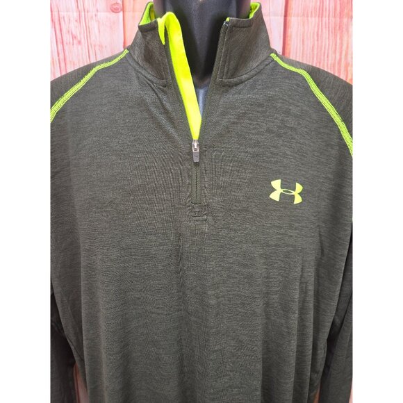 Under Armour Mens HeatGear Loose Fit 1/4 Zip Medium Green - Picture 3 of 8